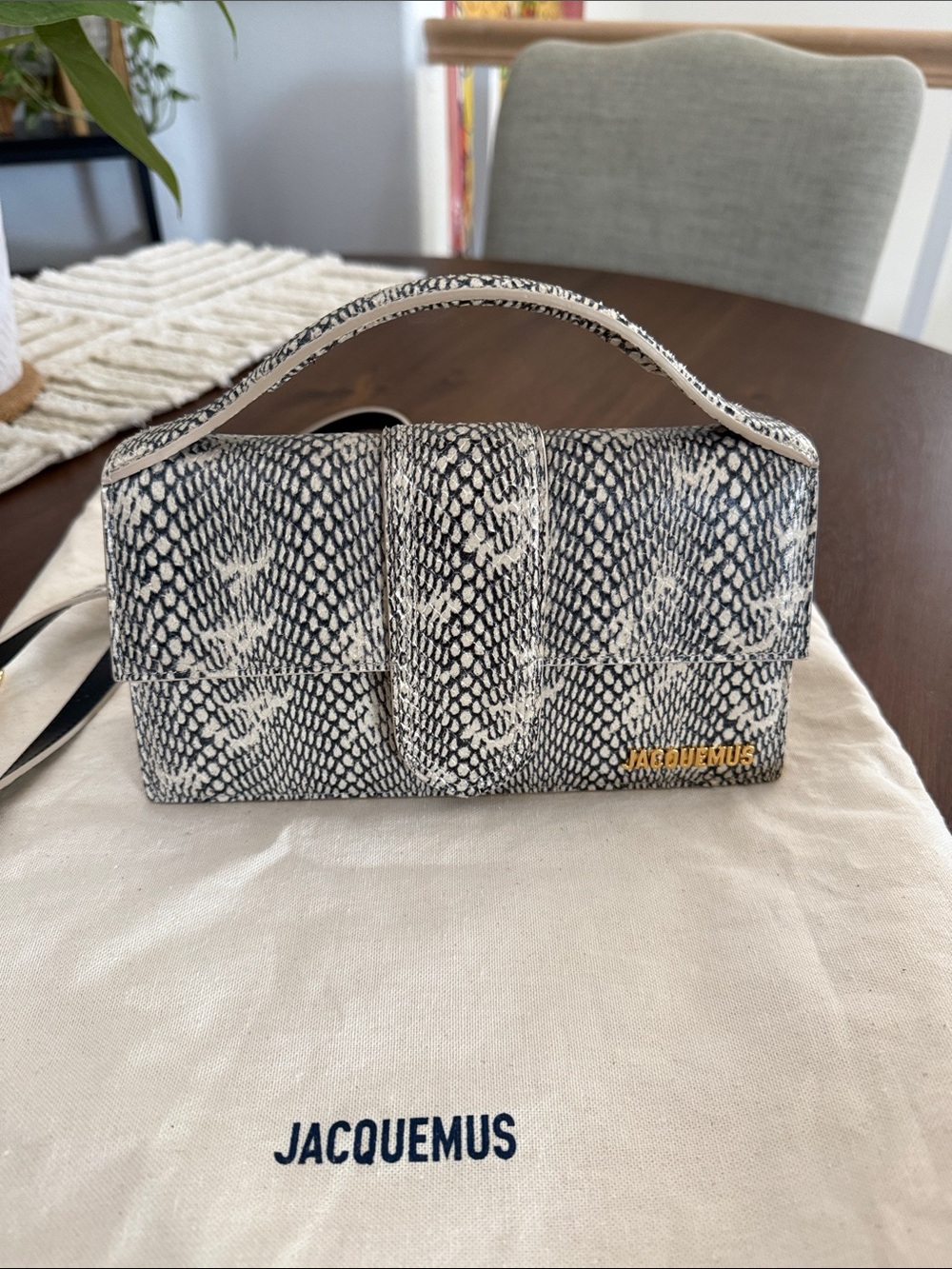 Jacquemus Le Grand Bambino Black & White Snakeskin-Effect Mini Bag - Picture 1 of 6
